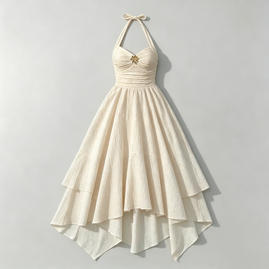 Halter Gold Brooch Dress